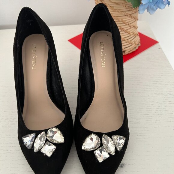 Pointed-toe high hell pumps with jewel style bow - Picture 4 of 4